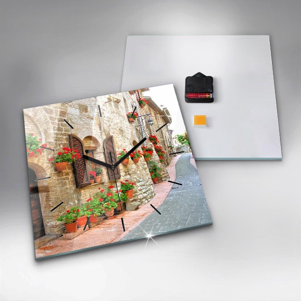 Ceas pătrat de perete din sticlă Stradă pitorească