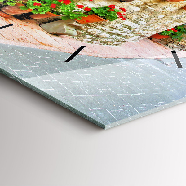 Ceas pătrat de perete din sticlă Stradă pitorească