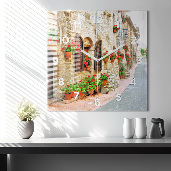 Ceas pătrat de perete din sticlă Stradă pitorească
