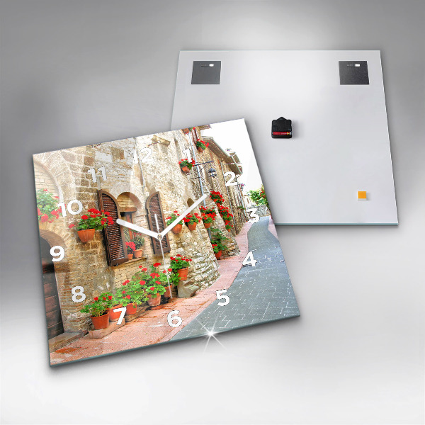 Ceas pătrat de perete din sticlă Stradă pitorească