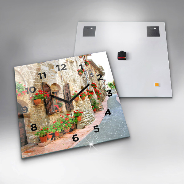 Ceas pătrat de perete din sticlă Stradă pitorească