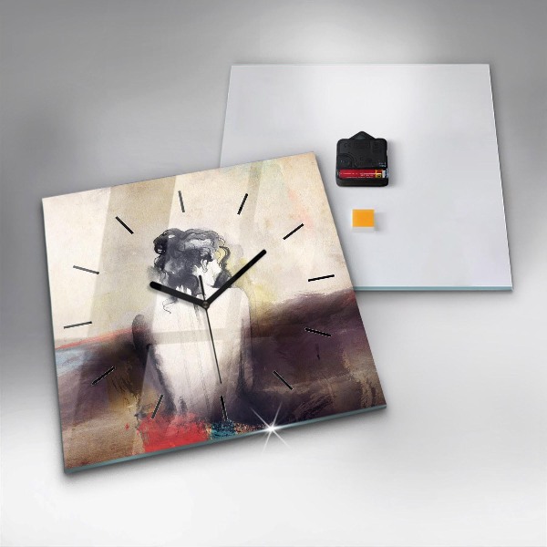 Ceas pătrat de perete din sticlă Portret abstract al unei femei