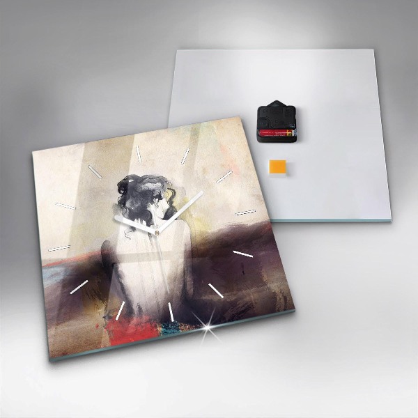 Ceas pătrat de perete din sticlă Portret abstract al unei femei