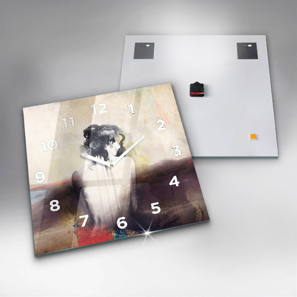 Ceas pătrat de perete din sticlă Portret abstract al unei femei