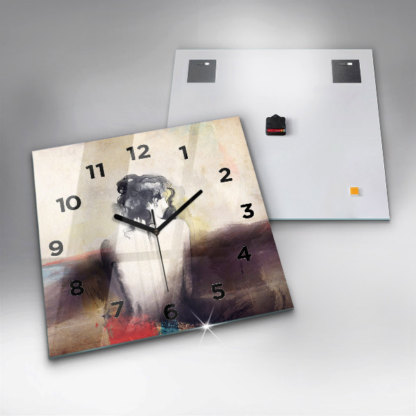 Ceas pătrat de perete din sticlă Portret abstract al unei femei