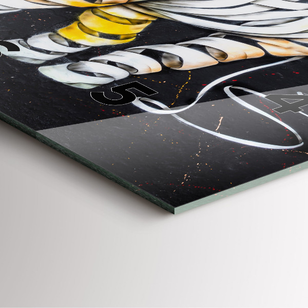 Ceas pătrat de perete din sticlă Rinocer abstract