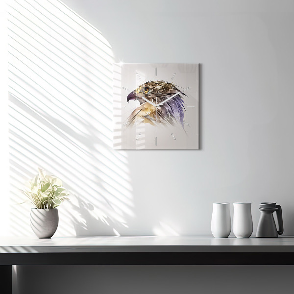 Ceas pătrat de perete din sticlă Pasăre de prădăre