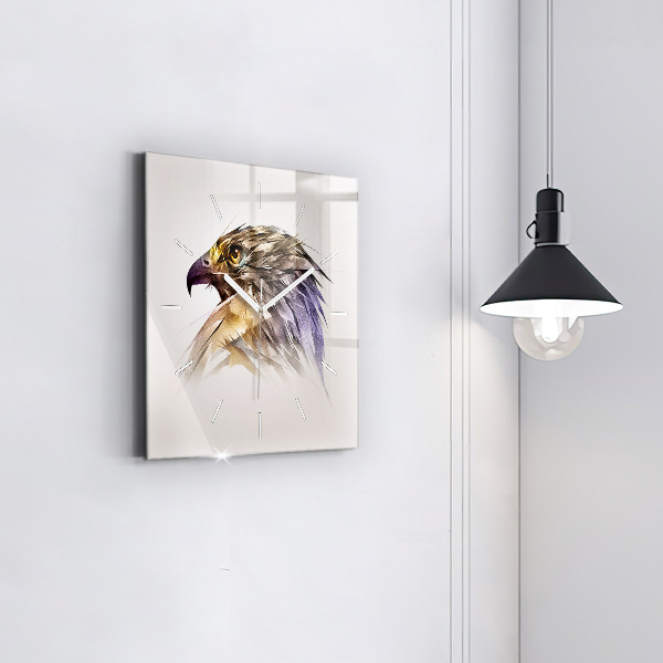 Ceas pătrat de perete din sticlă Pasăre de prădăre