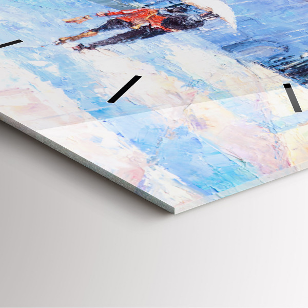 Ceas pătrat de perete din sticlă Arta in ulei