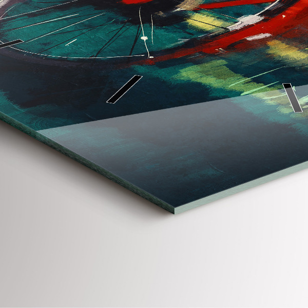 Ceas pătrat de perete din sticlă Bicicleta pictata