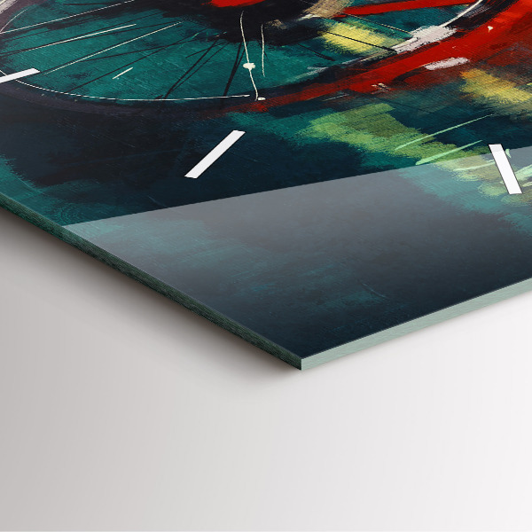 Ceas pătrat de perete din sticlă Bicicleta pictata