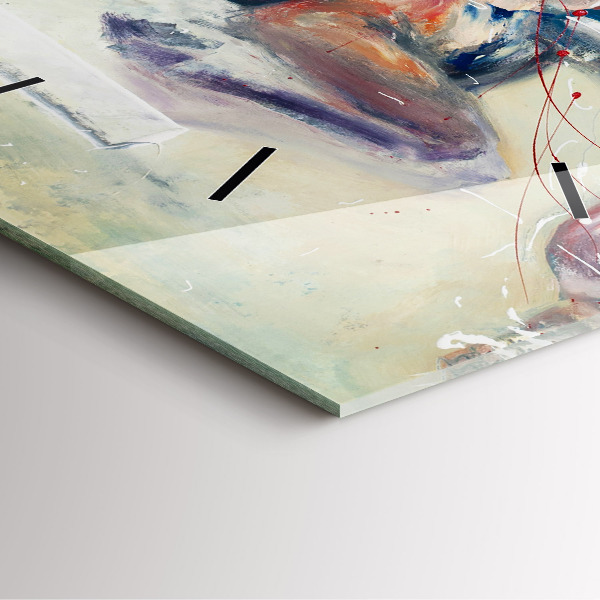 Ceas pătrat de perete din sticlă Ilustrație de cai în galop