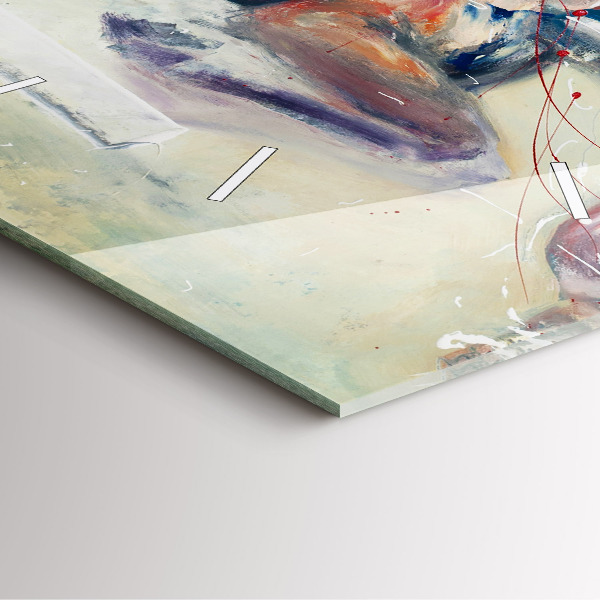 Ceas pătrat de perete din sticlă Ilustrație de cai în galop