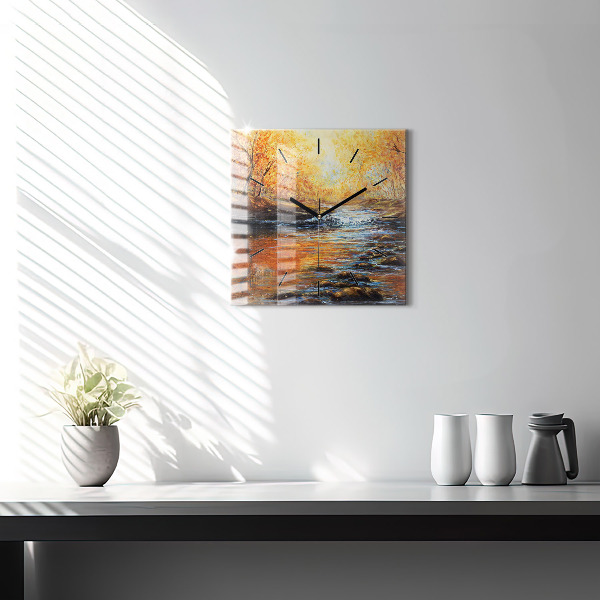 Ceas pătrat de perete din sticlă Artă artistică