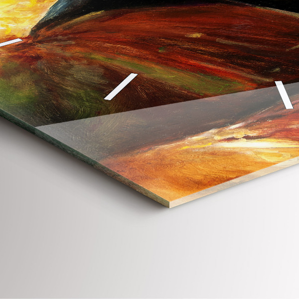 Ceas pătrat de perete din sticlă Doi cai pictați