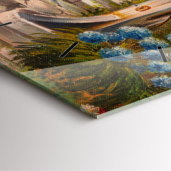 Ceas pătrat de perete din sticlă Compoziția uleiului în pădure