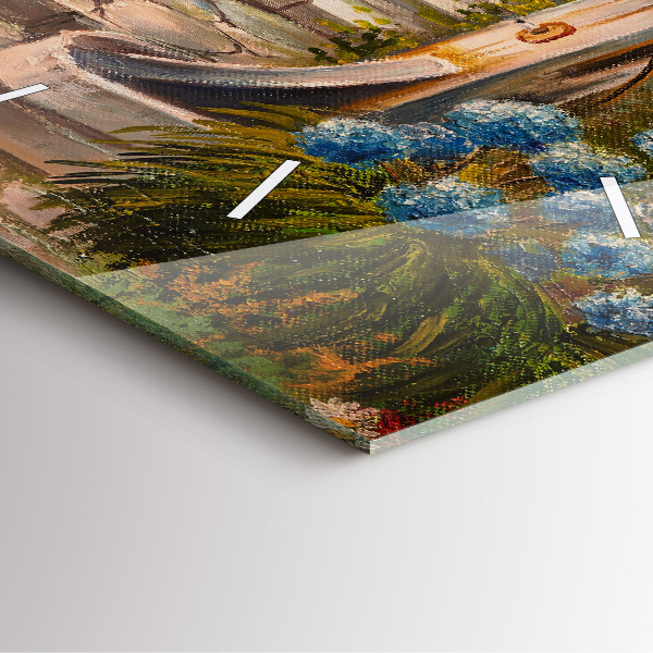 Ceas pătrat de perete din sticlă Compoziția uleiului în pădure