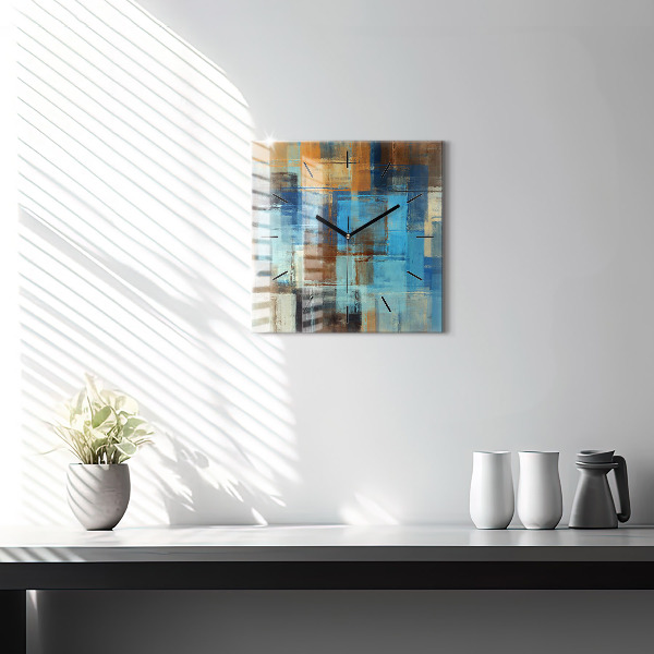 Ceas pătrat de perete din sticlă Fundal colorat – abstracție