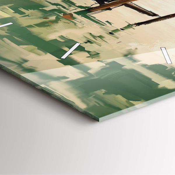 Ceas pătrat de perete din sticlă Barci de pescuit in port