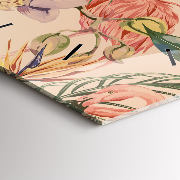 Ceas pătrat de perete din sticlă Frunze de palmier tropical