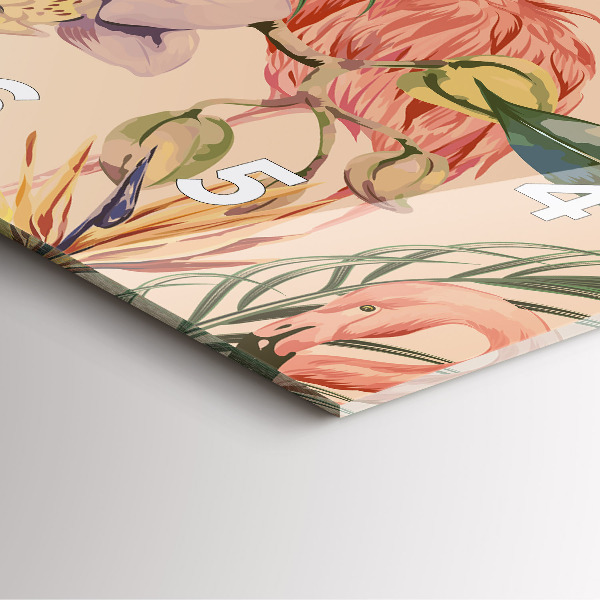 Ceas pătrat de perete din sticlă Frunze de palmier tropical