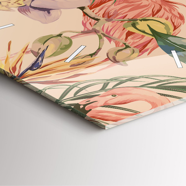 Ceas pătrat de perete din sticlă Frunze de palmier tropical