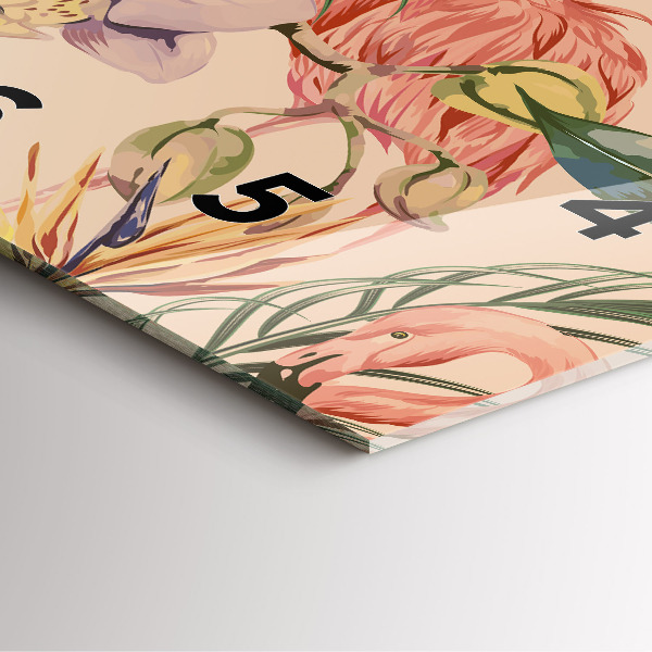 Ceas pătrat de perete din sticlă Frunze de palmier tropical