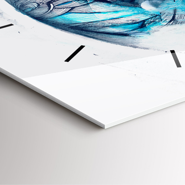 Ceas pătrat de perete din sticlă Ilustrație cu privirea lupului