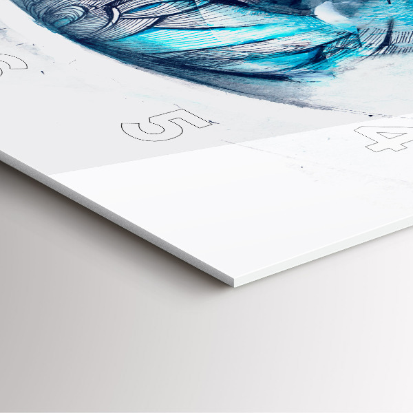 Ceas pătrat de perete din sticlă Ilustrație cu privirea lupului