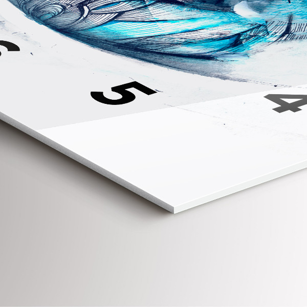 Ceas pătrat de perete din sticlă Ilustrație cu privirea lupului