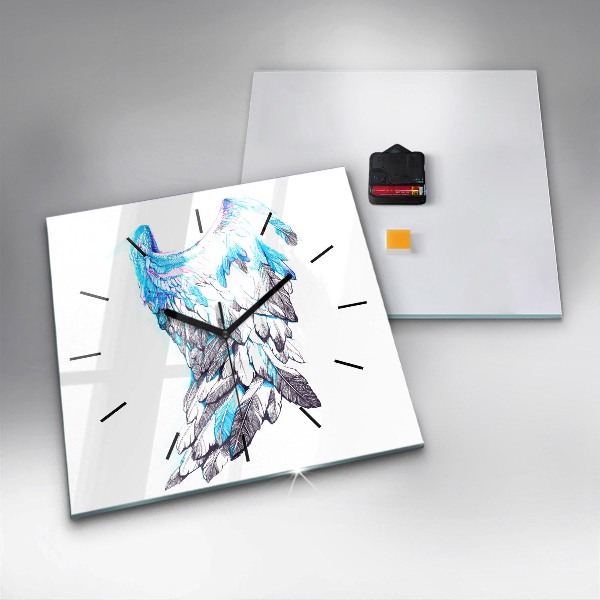 Ceas pătrat de perete din sticlă Imitație de aripi de pasăre