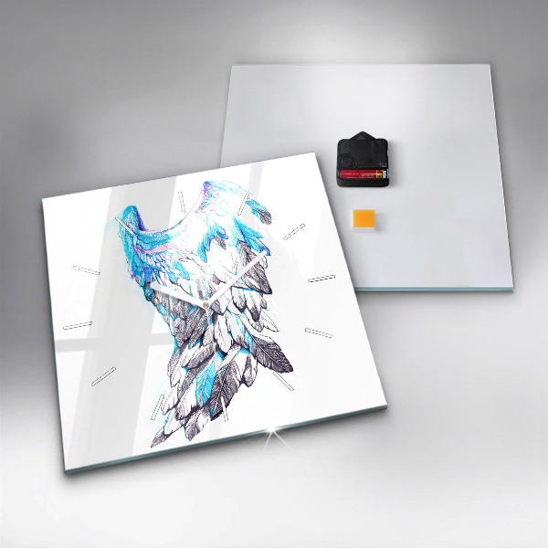 Ceas pătrat de perete din sticlă Imitație de aripi de pasăre