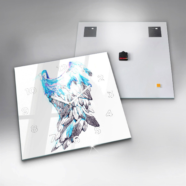 Ceas pătrat de perete din sticlă Imitație de aripi de pasăre