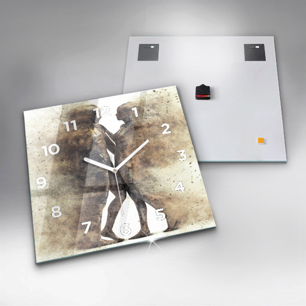 Ceas pătrat de perete din sticlă Oameni abstracti nisip
