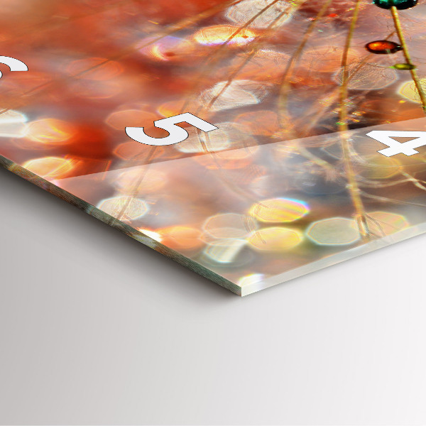 Ceas pătrat de perete din sticlă Păpădie cu rouă