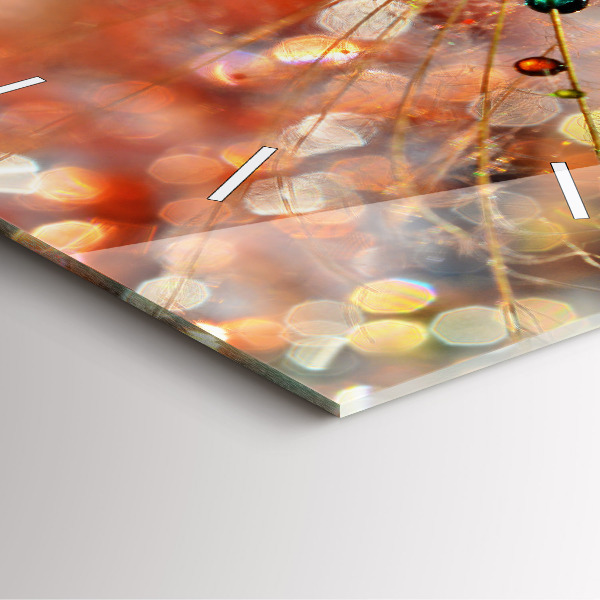 Ceas pătrat de perete din sticlă Păpădie cu rouă