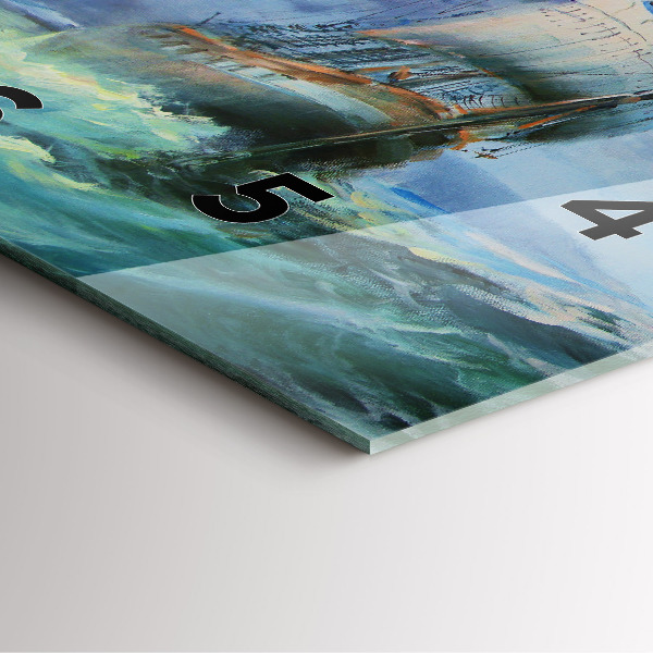 Ceas pătrat de perete din sticlă Navă pe apă