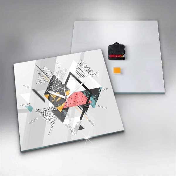 Ceas pătrat de perete din sticlă Model geometric