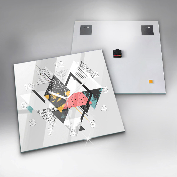 Ceas pătrat de perete din sticlă Model geometric