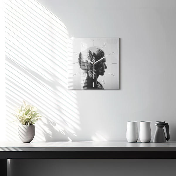 Ceas pătrat de perete din sticlă Portretul unei femei