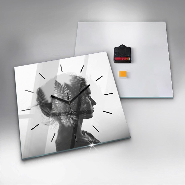 Ceas pătrat de perete din sticlă Portretul unei femei