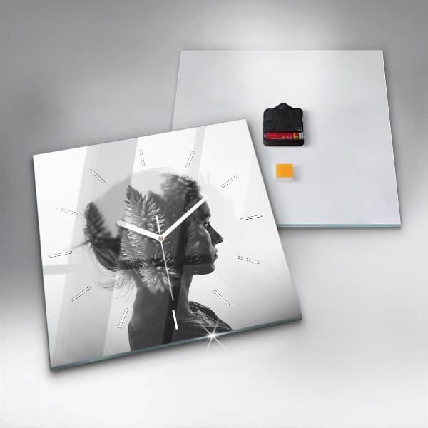 Ceas pătrat de perete din sticlă Portretul unei femei