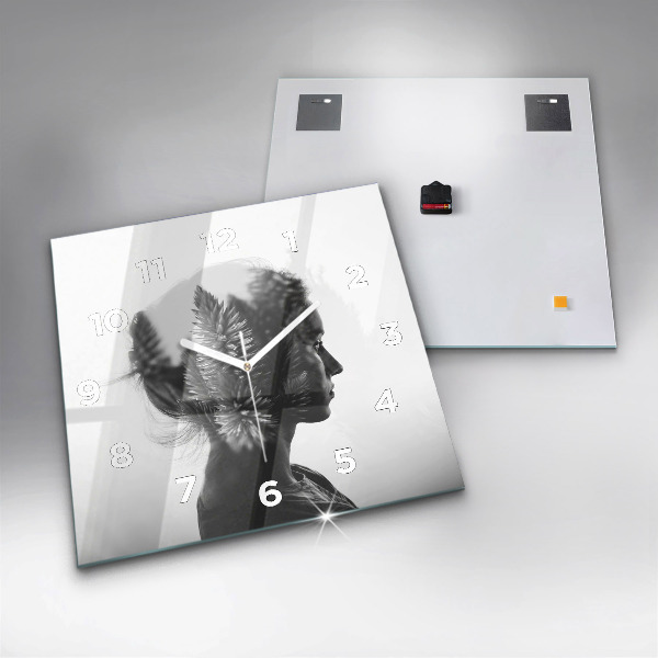 Ceas pătrat de perete din sticlă Portretul unei femei