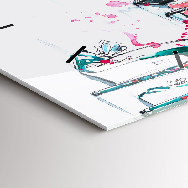 Ceas pătrat de perete din sticlă Element de feminitate