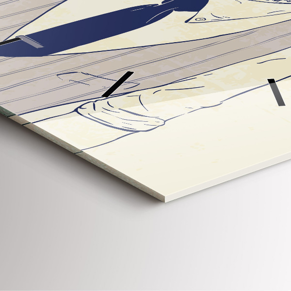 Ceas pătrat de perete din sticlă Bărbat cu barbă