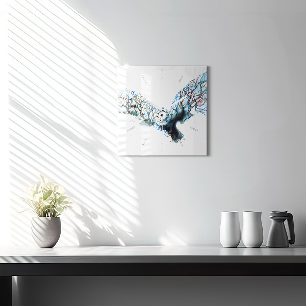 Ceas pătrat de perete din sticlă Libertatea și natura păsărilor