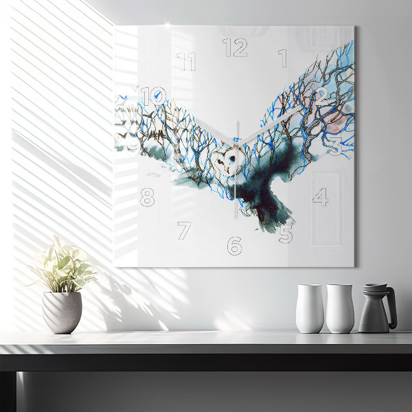 Ceas pătrat de perete din sticlă Libertatea și natura păsărilor