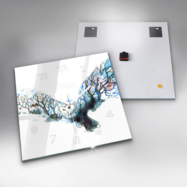 Ceas pătrat de perete din sticlă Libertatea și natura păsărilor