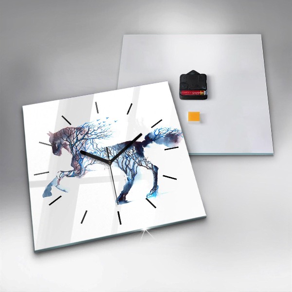 Ceas pătrat de perete din sticlă Natura animalului