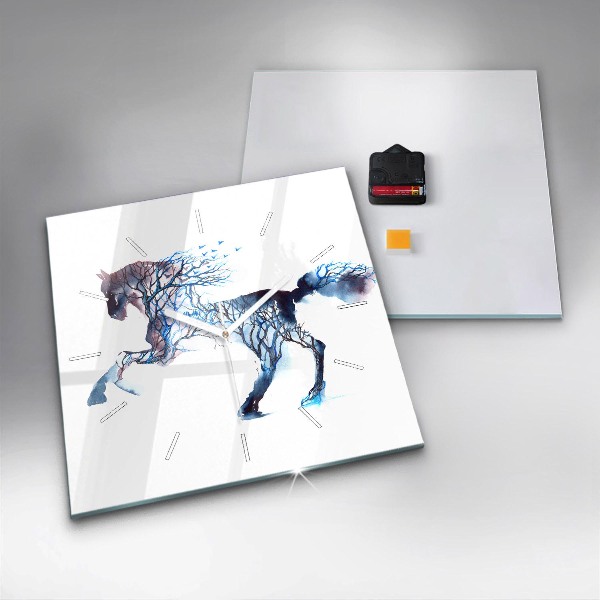 Ceas pătrat de perete din sticlă Natura animalului